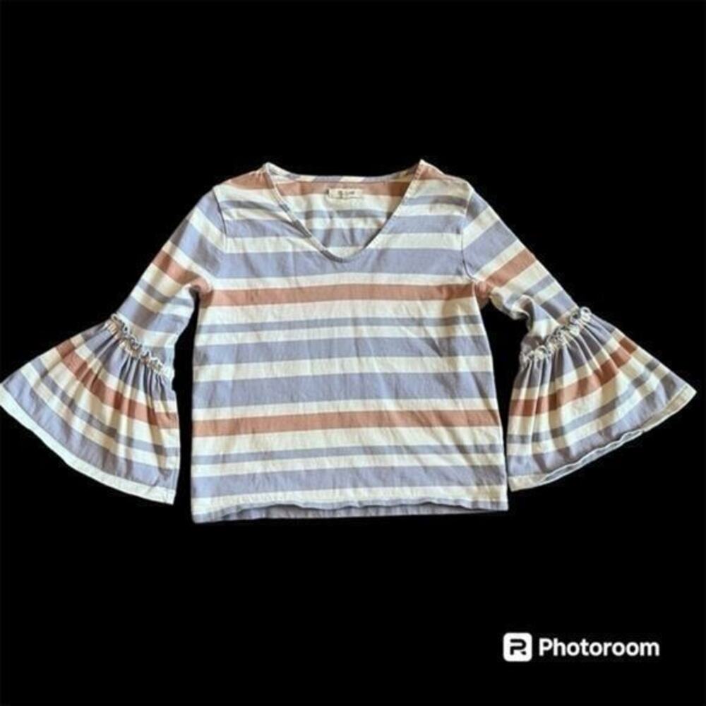 Madewell Cotton Striped Shirt With Bell Sleeves